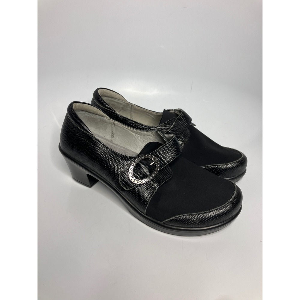 Alegria HOL-695 Mary Jane Pumps Womens 39 Black Excellent Snakeskin Leather Heel